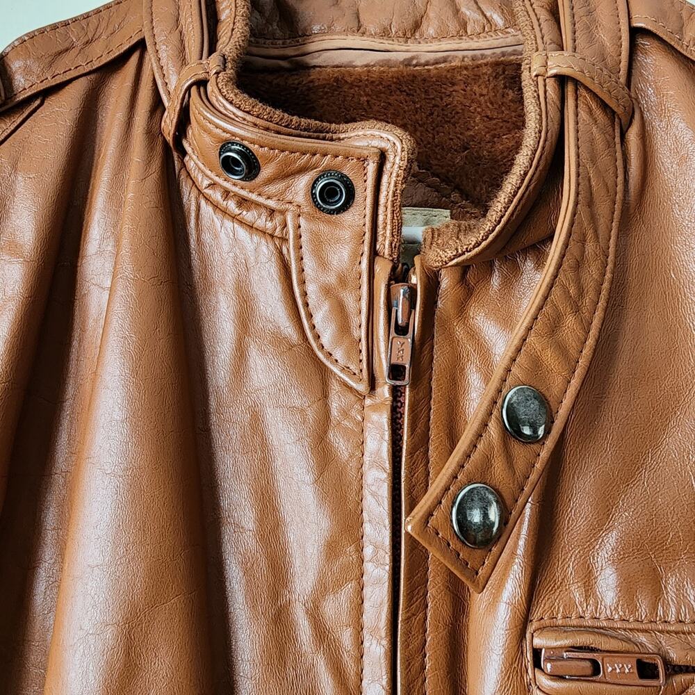 Vintage Bermans Leather Jacket Mens Size 46 Brown Removable Liner Bomber Biker - Picture 6 of 14
